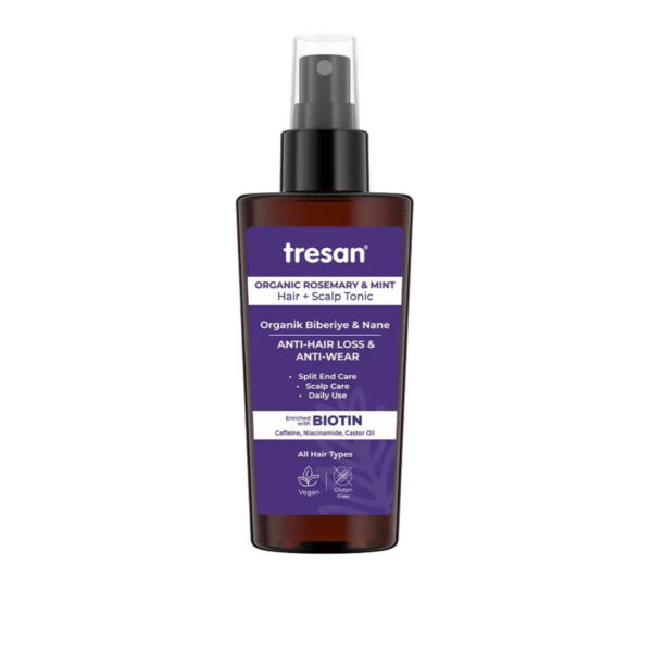 Lotion capillaire bio Tresan au romarin et à la menthe, anti-chute et anti-cheveux abîmés, 125 ml